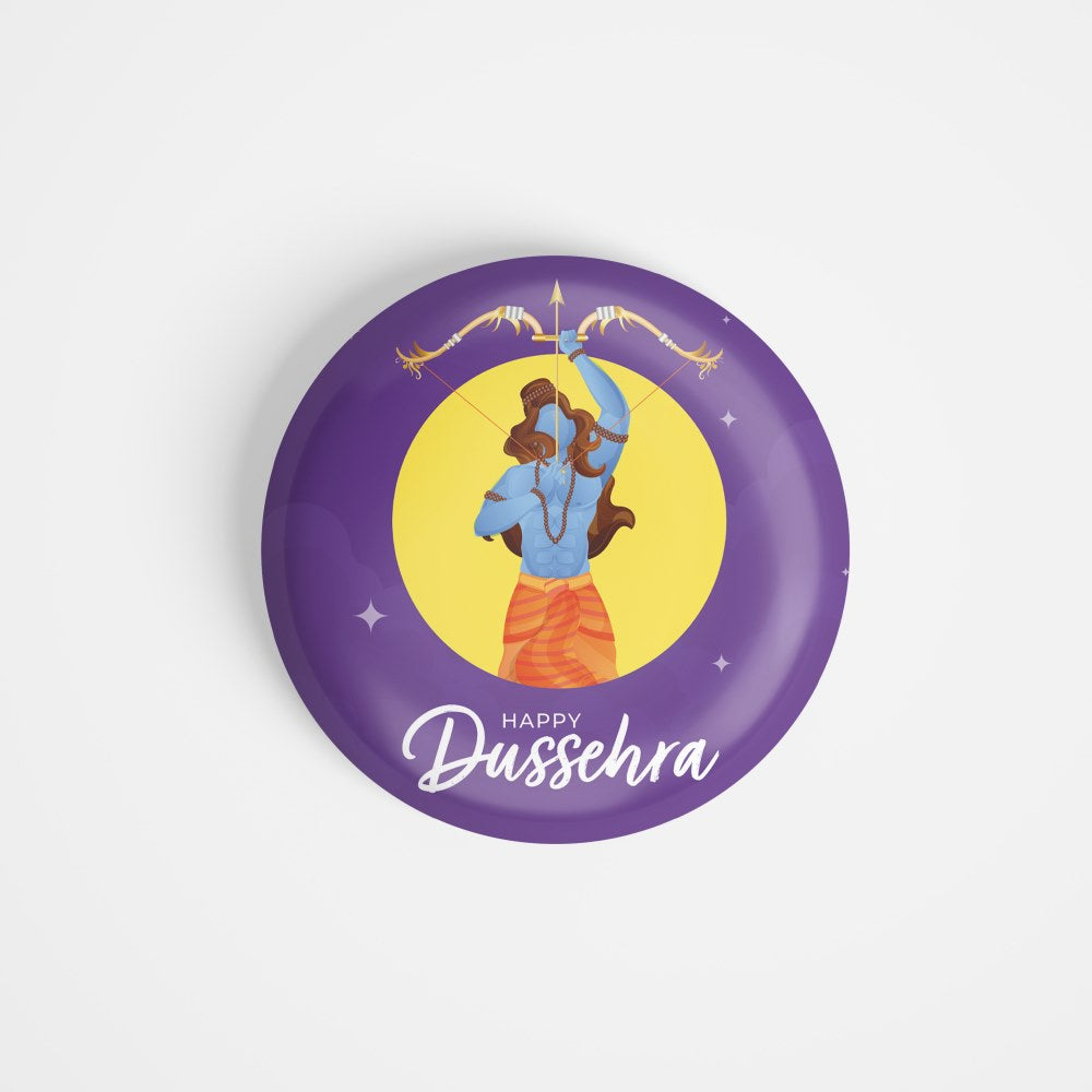 dhcrafts Round Fridge Magnet Purple Dushera / Vijayadashmi D4 Glossy Finish Design Pack of 1 (58 mm)
